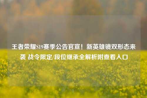 王者荣耀S19赛季公告官宣!新英雄镜双形态来袭 战令限定/段位继承全解析附查看入口