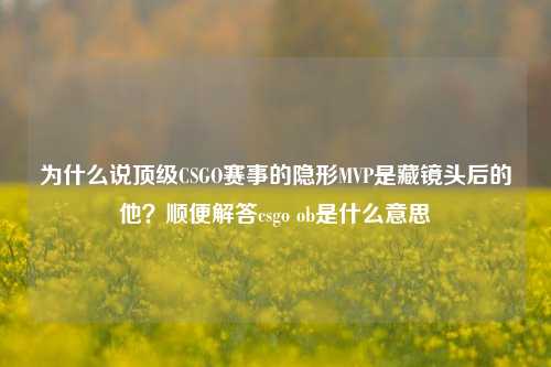 为什么说顶级CSGO赛事的隐形MVP是藏镜头后的他?顺便解答csgo ob是什么意思