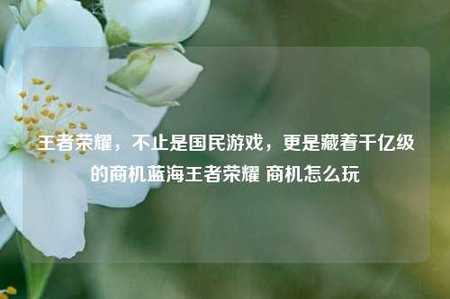 王者荣耀,不止是国民游戏,更是藏着千亿级的商机蓝海王者荣耀 商机怎么玩