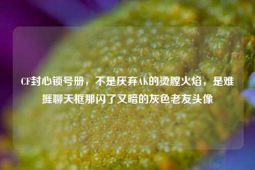 CF封心锁号册,不是厌弃AK的烫膛火焰,是难捱聊天框那闪了又暗的灰色老友头像