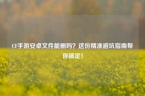 CF手游安卓文件能删吗?这份精准避坑指南帮你搞定!
