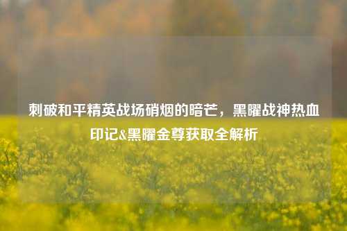 刺破和平精英战场硝烟的暗芒,黑曜战神热血印记&黑曜金尊获取全解析