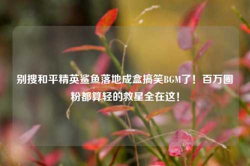 别搜和平精英鲨鱼落地成盒搞笑BGM了!百万圈粉都算轻的救星全在这!