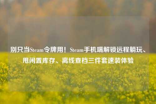 别只当Steam令牌用!Steam手机端解锁远程躺玩、甩闲置库存、离线查档三件套速装体验