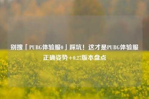 别搜「PUBG体验服0」踩坑!这才是PUBG体验服正确姿势+0.27版本盘点