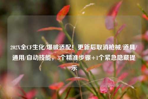 202X全CF生化/爆破适配！更新后取消枪械/道具/通用/自动技能，3个精准步骤+1个紧急隐藏提示