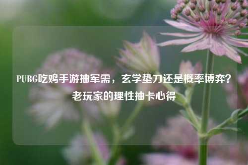 PUBG吃鸡手游抽军需,玄学垫刀还是概率博弈?老玩家的理性抽卡心得