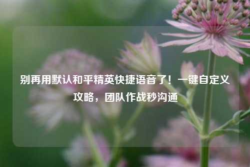 别再用默认和平精英快捷语音了!一键自定义攻略,团队作战秒沟通