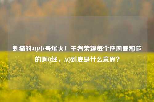 刺痛的AQ小号爆火!王者荣耀每个逆风局都藏的啊Q经,AQ到底是什么意思?