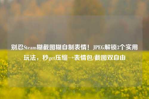 别忍Steam糊截图糊自制表情!JPEG解锁3个实用玩法,秒get压缩→表情包/截图双自由