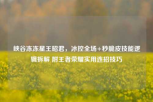 峡谷冻冻星王昭君,冰控全场+秒脆皮技能逻辑拆解 附王者荣耀实用连招技巧