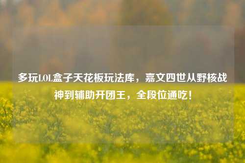 多玩LOL盒子天花板玩法库,嘉文四世从野核战神到辅助开团王,全段位通吃!