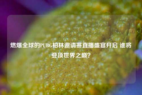 燃爆全球的PUBG柏林邀请赛直播盛宴开启 谁将登顶世界之巅?