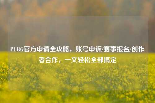PUBG官方申请全攻略,账号申诉/赛事报名/创作者合作,一文轻松全部搞定