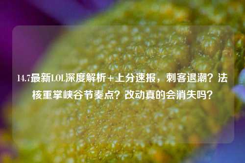 14.7最新LOL深度解析+上分速报,刺客退潮?法核重掌峡谷节奏点?改动真的会消失吗?