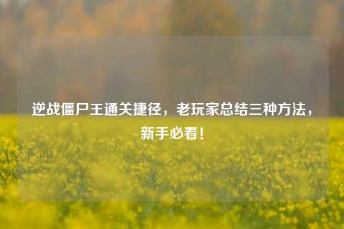 逆战僵尸王通关捷径,老玩家总结三种方法,新手必看!