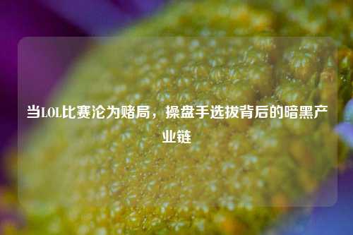 当LOL比赛沦为赌局,操盘手选拔背后的暗黑产业链