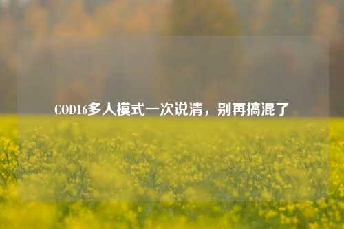 COD16多人模式一次说清,别再搞混了