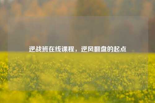 逆战班在线课程,逆风翻盘的起点