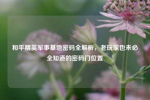 和平精英军事基地密码全解析,老玩家也未必全知道的密码门位置