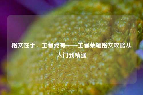 铭文在手,王者我有——王者荣耀铭文攻略从入门到精通
