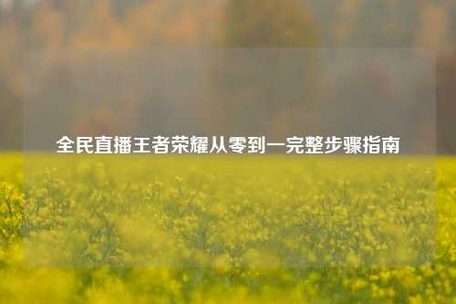 全民直播王者荣耀从零到一完整步骤指南