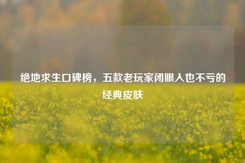 绝地求生口碑榜,五款老玩家闭眼入也不亏的经典皮肤