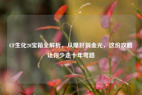 CF生化20宝箱全解析,从爆肝到金光,这份攻略让你少走十年弯路