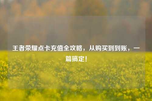 王者荣耀点卡充值全攻略，从购买到到账，一篇搞定！