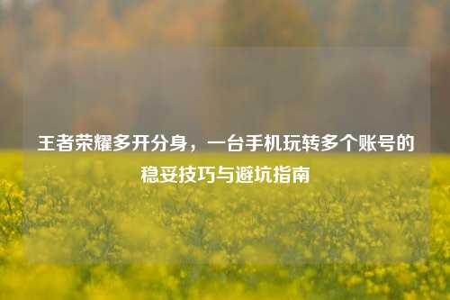 王者荣耀多开分身,一台手机玩转多个账号的稳妥技巧与避坑指南