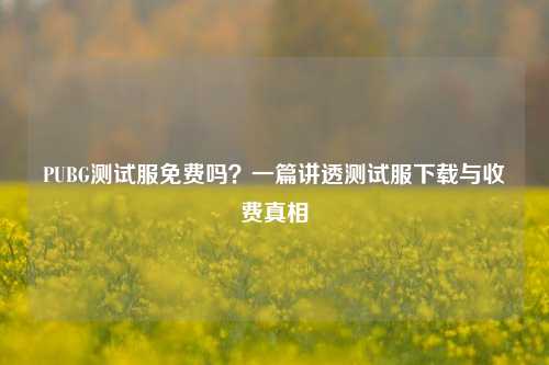PUBG测试服免费吗?一篇讲透测试服下载与收费真相