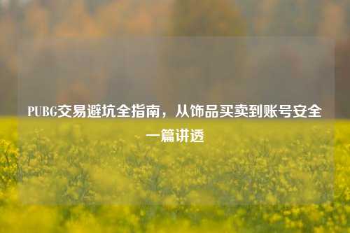 PUBG交易避坑全指南，从饰品买卖到账号安全一篇讲透