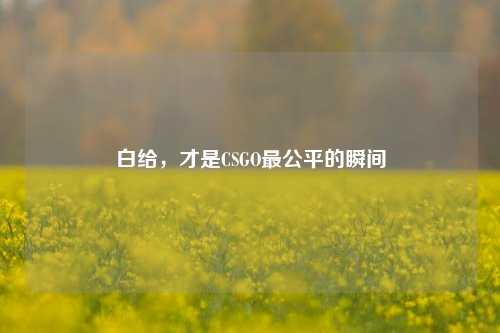 白给,才是CSGO最公平的瞬间