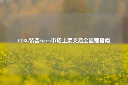 PUBG装备Steam市场上架交易全流程指南