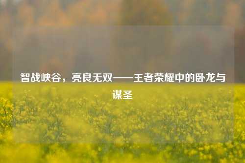 智战峡谷,亮良无双——王者荣耀中的卧龙与谋圣
