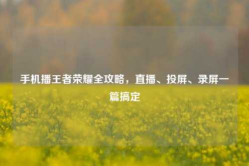 手机播王者荣耀全攻略,直播、投屏、录屏一篇搞定