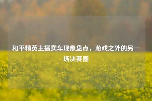 和平精英主播卖车现象盘点，游戏之外的另一场决赛圈